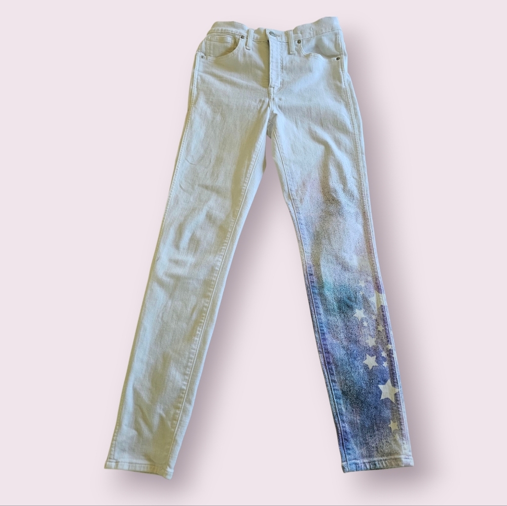 Madewell One Leg‎ Star Sky Print Very Unique High Rise Skinny Jeans Sz 29T